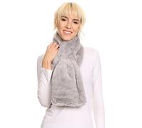 Sakkas 16112 - Malen Long Rectangle Faux Fur Warm Soft Furry Wrap Around Loophole Scarf - Grey - OS