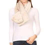 Sakkas 16112 - Malen Long Rectangle Faux Fur Warm Soft Furry Wrap Around Loophole Scarf - Sand - OS