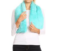 Sakkas 16112 - Malen Long Rectangle Faux Fur Warm Soft Furry Wrap Around Loophole Scarf - Turquoise - OS