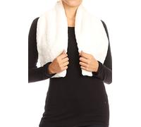 Sakkas 16112 - Malen Long Rectangle Faux Fur Warm Soft Furry Wrap Around Loophole Scarf - White - OS