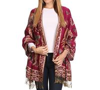 Sakkas 16126 - Liua Long Wide Woven Patterned Design Multi Colored Pashmina Shawl/Scarf - Fuchsia - OS