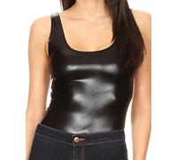 Sakkas 17-1392 - Woemn's Gymnastics Dance Party Metallic Bodysuit Leotard Top Made in USA - Black - M