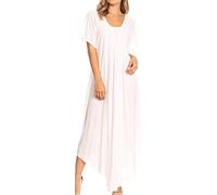 Sakkas 1701 - Lilia Embroidered Lace Up Bodice Relaxed Fit Maxi Sun Dress - White - OS