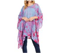 Sakkas 1745 - Adalwin Desert Sun Lightweight Circle Ponch Tunic Top Blouse W/Embroidery - 37-BluePurple - OS