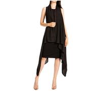 Sakkas 174523 - Ivana Women's Oversized Draped Open Front Sleeveless Cardigan in Tie Dye - A-Black - OS
