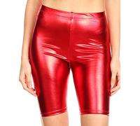 Sakkas 18-5212 - Women's Shinny Metallic Bike Shorts Stretchy Unisex - Made in USA - Red - L