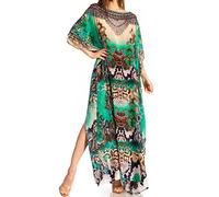 Sakkas 1820 - Jabari Women's Maxi Short Sleeve Long Beach Kaftan Dress Boho Loose Gown - 416 - OS