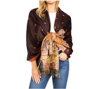 Sakkas 18200 - Gianna Women's Silky Soft Reversible Floral Woven Pashmina Scarf Shawl Wrap - 23-D2-Black - OS