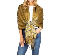 Sakkas 18200 - Gianna Women's Silky Soft Reversible Floral Woven Pashmina Scarf Shawl Wrap - 23-D2-Olive - OS