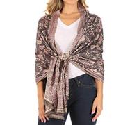 Sakkas 18200 - Gianna Women's Silky Soft Reversible Floral Woven Pashmina Scarf Shawl Wrap - Dark Gray - OS