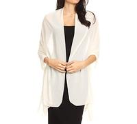 Sakkas 18225 - Jona Women Soft Sheer Chiffon Bridal Wedding Evening Scarf Shawl Wrap Stole - Ivory - 7029