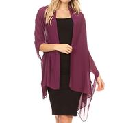 Sakkas 18225 - Jona Women Soft Sheer Chiffon Bridal Wedding Evening Scarf Shawl Wrap Stole - Plum - 7029