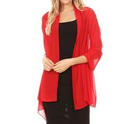 Sakkas 18225 - Jona Women Soft Sheer Chiffon Bridal Wedding Evening Scarf Shawl Wrap Stole - Red - 7029