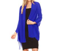 Sakkas 18225 - Jona Women Soft Sheer Chiffon Bridal Wedding Evening Scarf Shawl Wrap Stole - Royal Blue - 7029