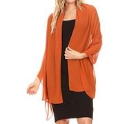 Sakkas 18225 - Jona Women Soft Sheer Chiffon Bridal Wedding Evening Scarf Shawl Wrap Stole - Rust - 7029
