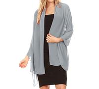 Sakkas 18225 - Jona Women Soft Sheer Chiffon Bridal Wedding Evening Scarf Shawl Wrap Stole - Silver Grey - 7029