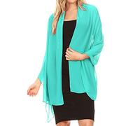 Sakkas 18225 - Jona Women Soft Sheer Chiffon Bridal Wedding Evening Scarf Shawl Wrap Stole - Turquoise - 7029