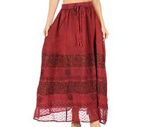 Sakkas 1826 - Sandra Women's Casual Long Maxi Boho Gypsy Skirt Elastic Waist & Pockets - Cayenne - OS