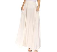 Sakkas 1829 - Noemi Women's Long Maxi Summer Casual Boho Skirt Elastic Waist & Pockets - Ivory - OSP