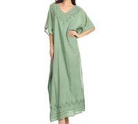 Sakkas 1901 - Favi Womens Casual Long Maxi Dress Caftan Cover Up Loungewear in Rayon - Aqua - OS