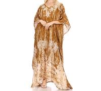 Sakkas 1902 - Tacy Women's Casual Boho Summer Maxi Dress Caftan Kaftan Cover-up LougeWear - 11-ArmyGreen - OS
