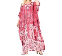 Sakkas 1902 - Tacy Women's Casual Boho Summer Maxi Dress Caftan Kaftan Cover-up LougeWear - 11-HibiscusPink - OS