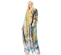 Sakkas 1902 - Tacy Women's Casual Boho Summer Maxi Dress Caftan Kaftan Cover-up LougeWear - 16-Olive - OS