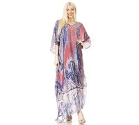 Sakkas 1902 - Tacy Women's Casual Boho Summer Maxi Dress Caftan Kaftan Cover-up LougeWear - 16-Red - OS