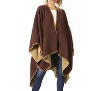 Sakkas 1930 - Mari Women's Reversible Large Poncho Shawl Wrap Scarf Cape Ruana Blanket - Brown - OS