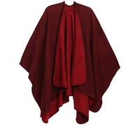 Sakkas 1930 - Mari Women's Reversible Large Poncho Shawl Wrap Scarf Cape Ruana Blanket - Burgundy - OS