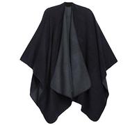 Sakkas 1930 - Mari Women's Reversible Large Poncho Shawl Wrap Scarf Cape Ruana Blanket - Navy - OS