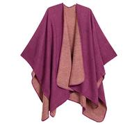 Sakkas 1930 - Mari Women's Reversible Large Poncho Shawl Wrap Scarf Cape Ruana Blanket - Rose - OS