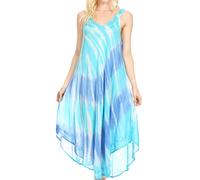 Sakkas 19317 - Liz Women's Maxi Loose Sleeveless Summer Casual Tank Dress Cover-up Caftan - TurqRoyalB - OS