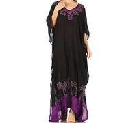 Sakkas 2005 - Leonor Women's Boho Casual Long Maxi Caftan Dress Kaftan Cover-up LougeWear - 6-Eggplant - OS