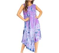 Sakkas 2022 - Starlight Second Caftan Tank Dress/Cover Up Tie Dye Womens Beach Kaftan - 37-Purple - OS