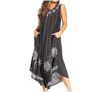 Sakkas 2024 - Starlight Fourth Women's Tie Dye Caftan Tank Dress/Cover Up Beach Kaftan - 41-Black - OS