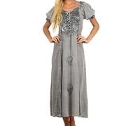 Sakkas 2100 Bridget Embroidered Renaissance Dress - Grey - 1X/2X