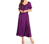 Sakkas 2100 Bridget Embroidered Renaissance Dress - Purple - 1X/2X