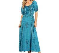 Sakkas 2100 Bridget Embroidered Renaissance Dress - Turquoise Blue - S/M