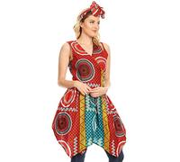 Sakkas 2255 - Vale Womens African Ankara Sleeveless Short Cocktail Wrap Dress with Pocket - 35-Multi - OS