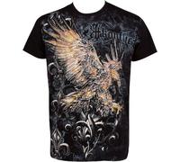 Sakkas 255T Clutching Eagle & Fleur De Lis Metallic Silver Embossed Short Sleeve Crew Neck Cotton Mens Fashion T-Shirt - Black/XX-Large