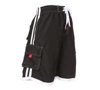 Sakkas 3097WS Mens Contrast Stripes Skate Surf Board Short/Swim Trunks - Black/5X-Large