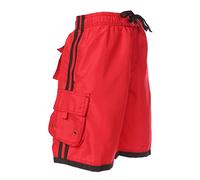 Sakkas 3097WS Mens Contrast Stripes Skate Surf Board Short/Swim Trunks - Red/5X-Large