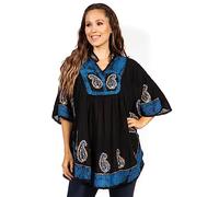 Sakkas 30A - Amori V-Neck Embroidery Poncho Top/Cover Up - Black/Navy - OS