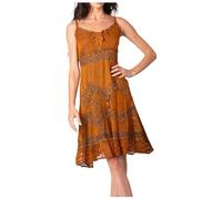 Sakkas 4031 Stonewashed Rayon Adjustable Spaghetti Straps Mid Length Dress - Copper - S/M