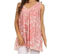 Sakkas 52531 Bohemian Summer Sleeveless Blouse - Rose - One Size