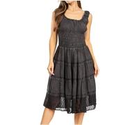 Sakkas 6741 Spring Maiden Ombre Peasant Dress - A-Black - OS