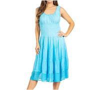 Sakkas 6741 Spring Maiden Ombre Peasant Dress - Blue - One Size