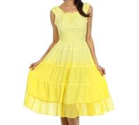 Sakkas 6741 Spring Maiden Ombre Peasant Dress - Buttercup Yellow - One Size