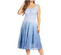 Sakkas 6741 Spring Maiden Ombre Peasant Dress - Navy Blue - One Size
